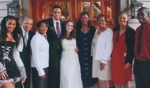 (Fair Budget Coalition Director Ericka Taylor, fourth from the right, with her father, second from left and their family)