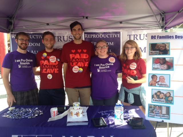 Special thanks to Evan Gilbert, David Wasserstein, Jamie Diamond, Randy Goldstein, and Michelle Kuchinsky for rocking our sweet new t-shirts and advocating for fair leave policies at the H Street Festival!