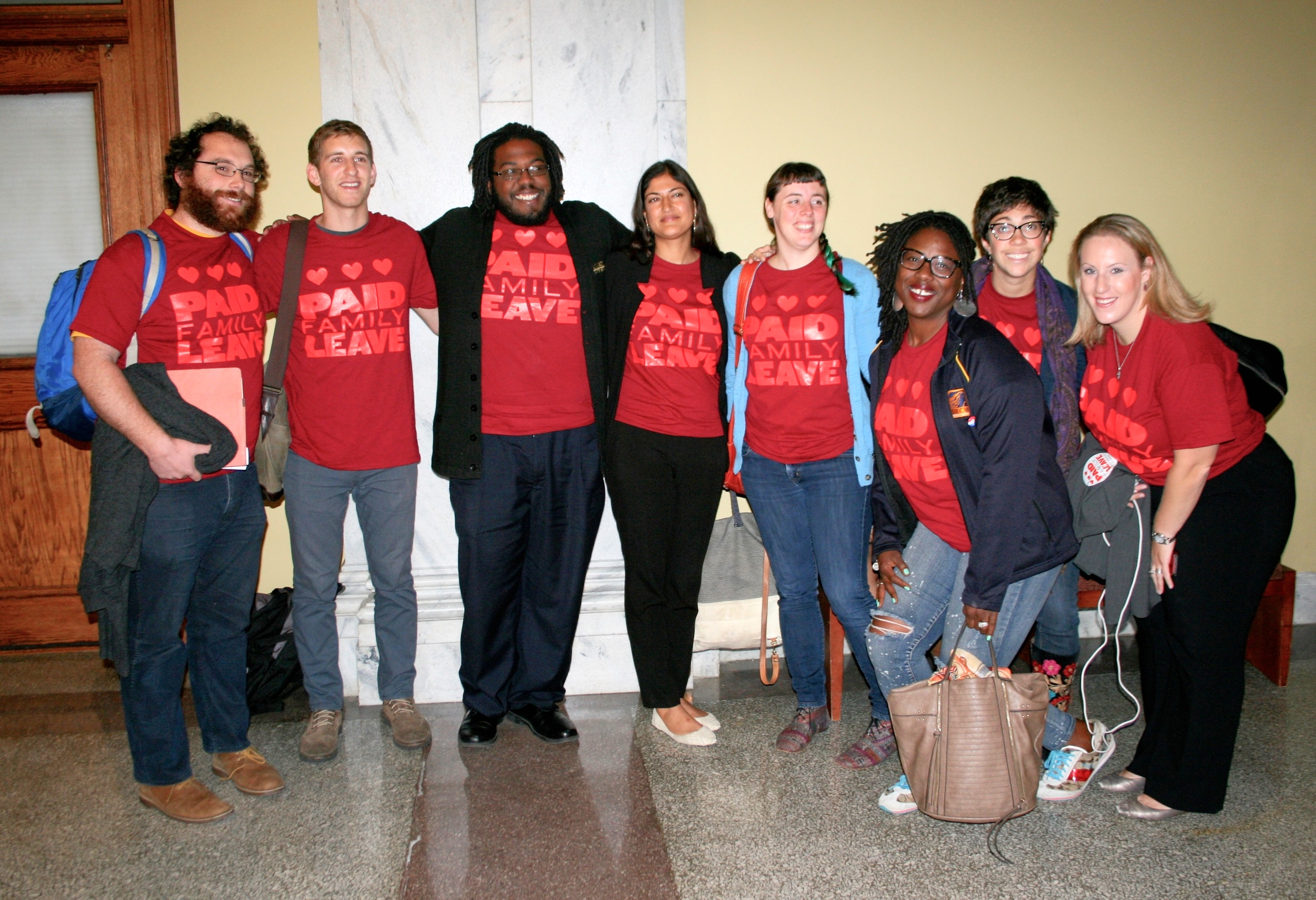   Mike Wilson, UFCW; Ari Schwartz, DC Jobs With Justice; Aaron Goggans, EJC ;  Sheena Wadhawan, EJC ;  Emma Cleveland, EJC; Tiffany Flowers, UFCW; Hannah Kane, EJC;   Joanna Blotner, JUFJ  