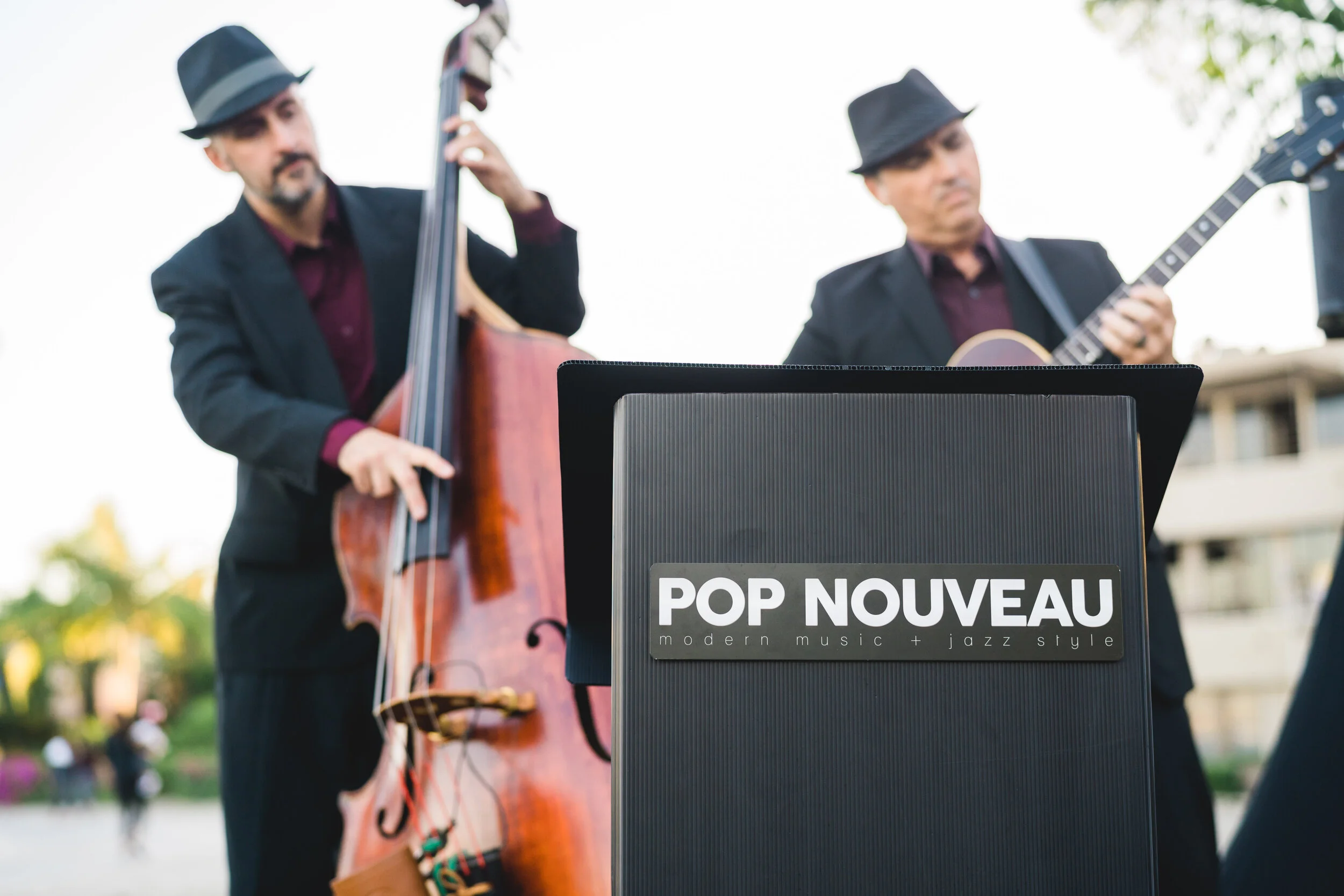Pop Nouveau Duo performing for a wedding cocktail hour