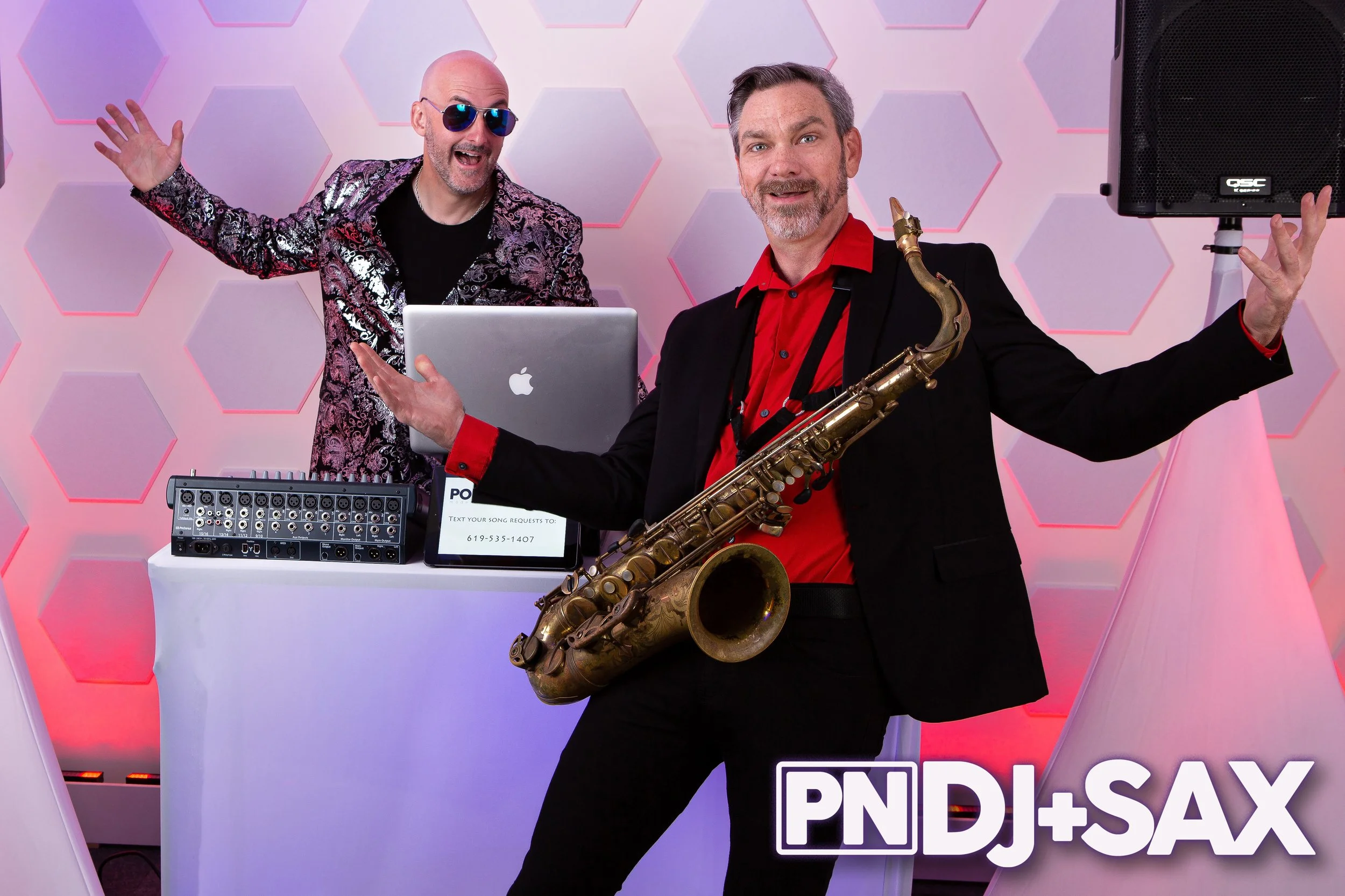 Pop Nouveau DJ+Sax performing for a wedding at Pelican Hill Resort