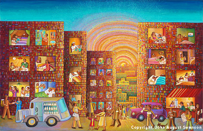 "Morning City" by John August Swanson , www.johnaugustswanson.com