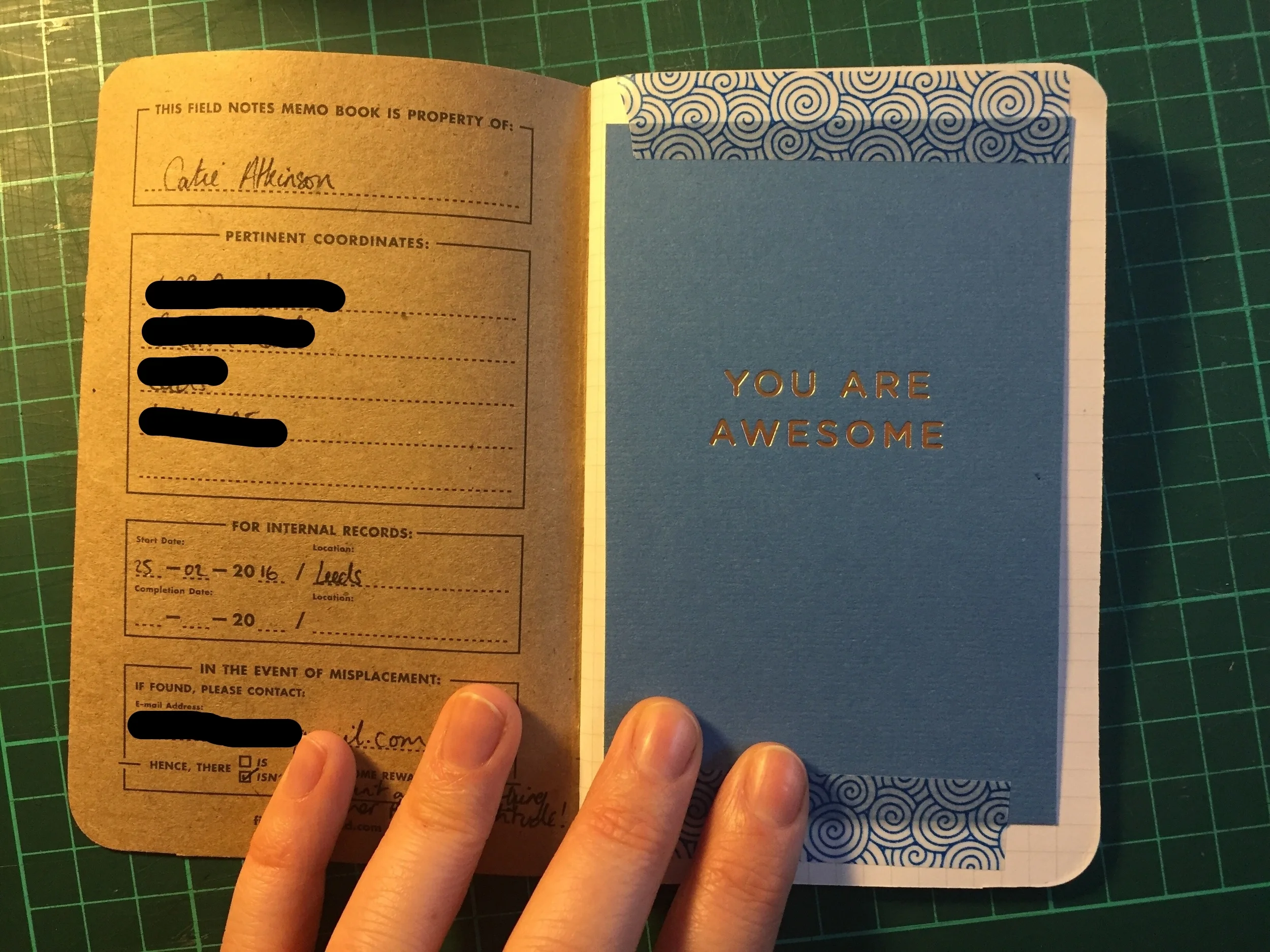 I was proud enough of my work to put my name and address on it - and stick in a little card a friend sent me as a bit of a pep talk!