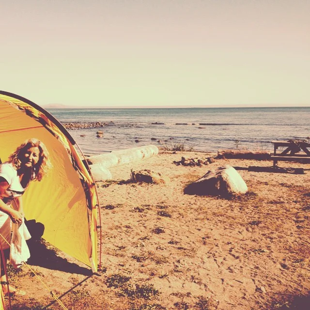 Camping on one of our many bike trips.