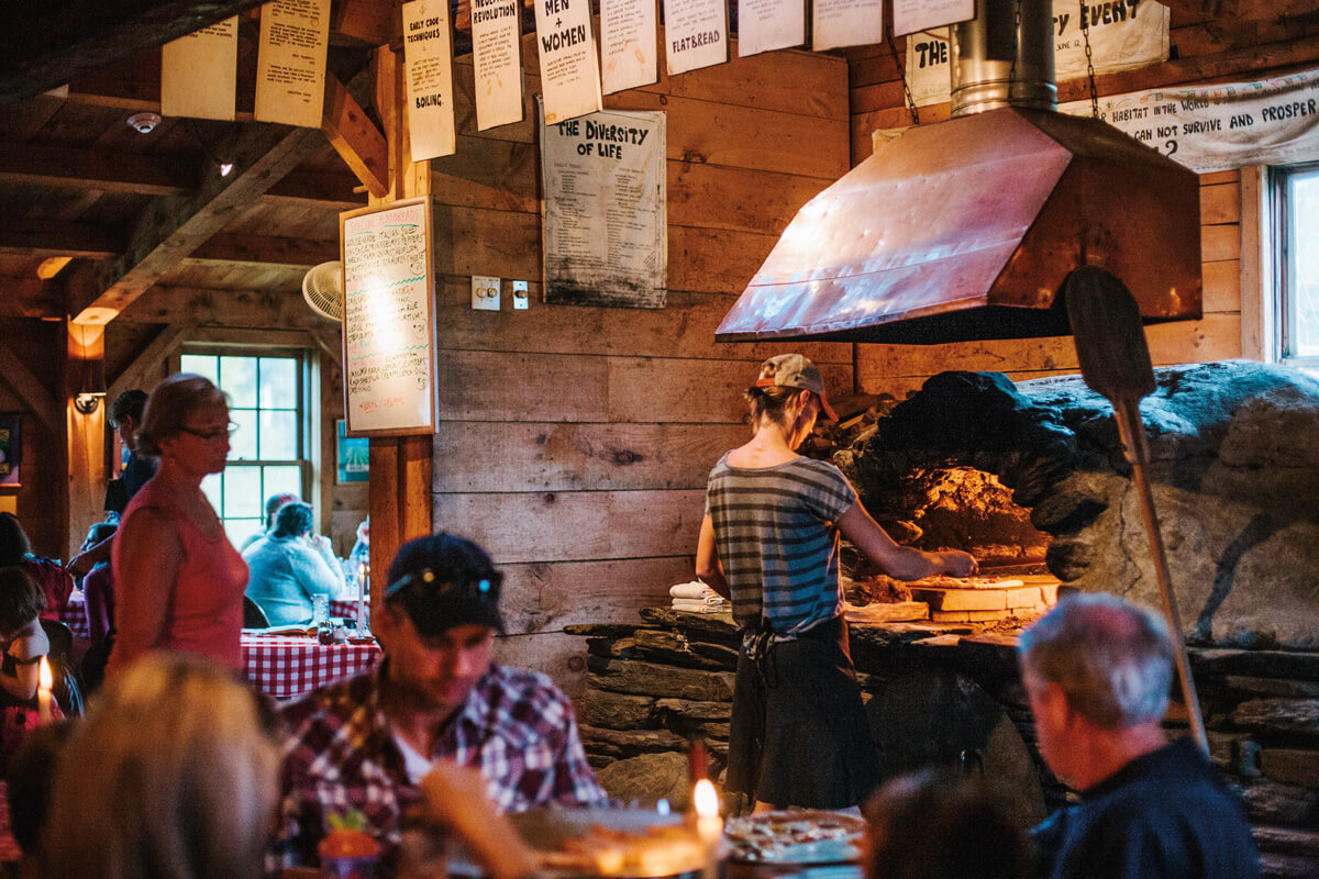 Oven-fired pizza at American Flatbread. 