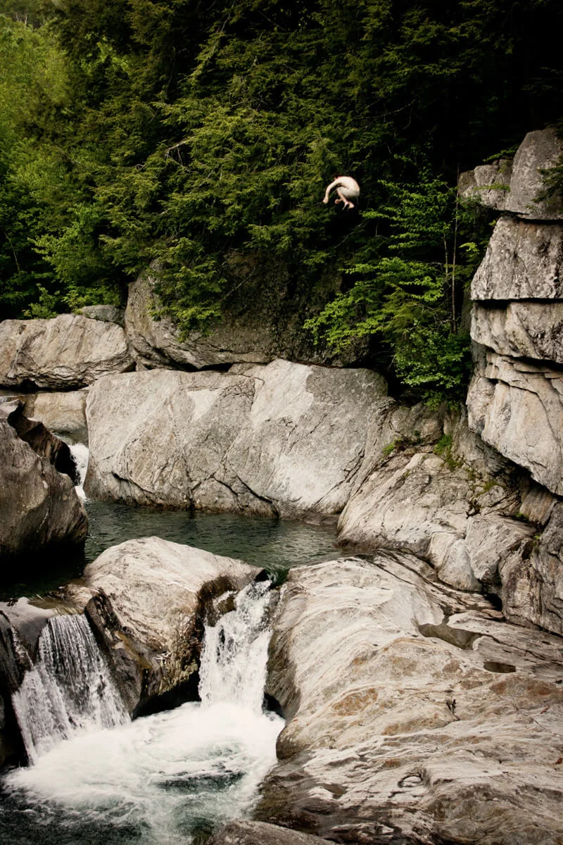 Cliff jumping at Warren Falls