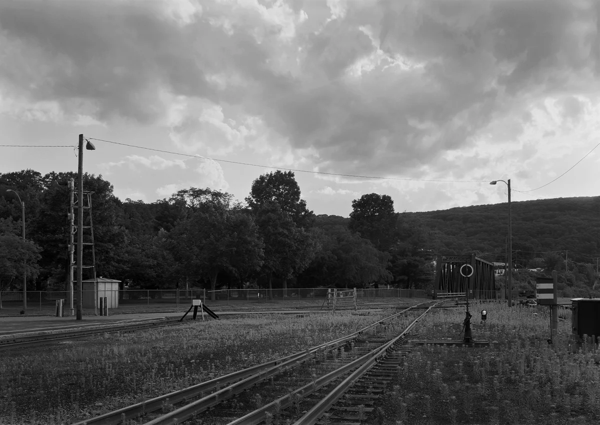 Looking toward the Canal bridge of the Rutland Railroad and crossing of the Boston and Maine.