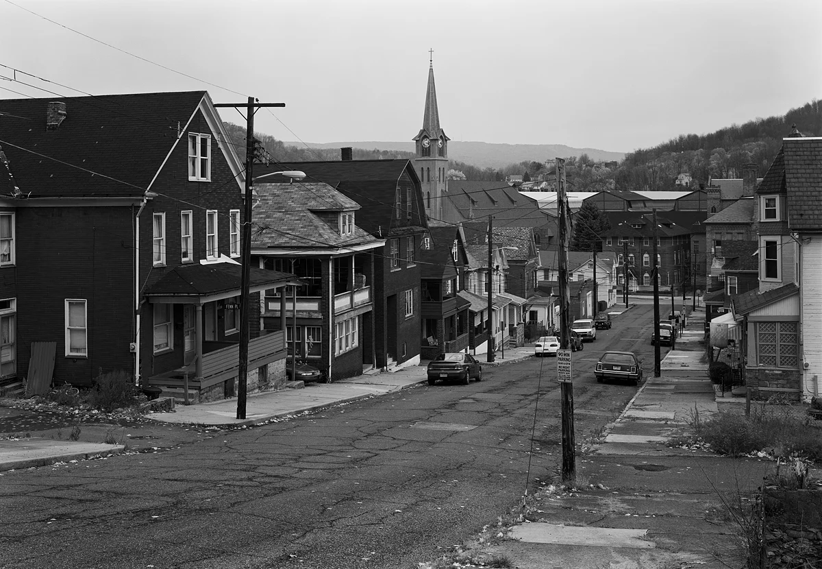 View from Singer Street looking Northwest. Note the Gautier Works behind the buildings on Railroad Street at the bottom of the hill.