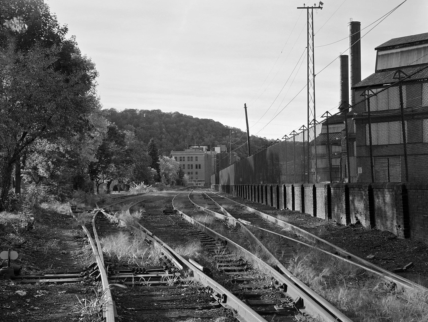 View of trackage along Washington Street looking Northwest. Note the Gautier Works to the right. From from the track layout this appeared to be an interchange area with B&O S&C Branch and the C&BL.
