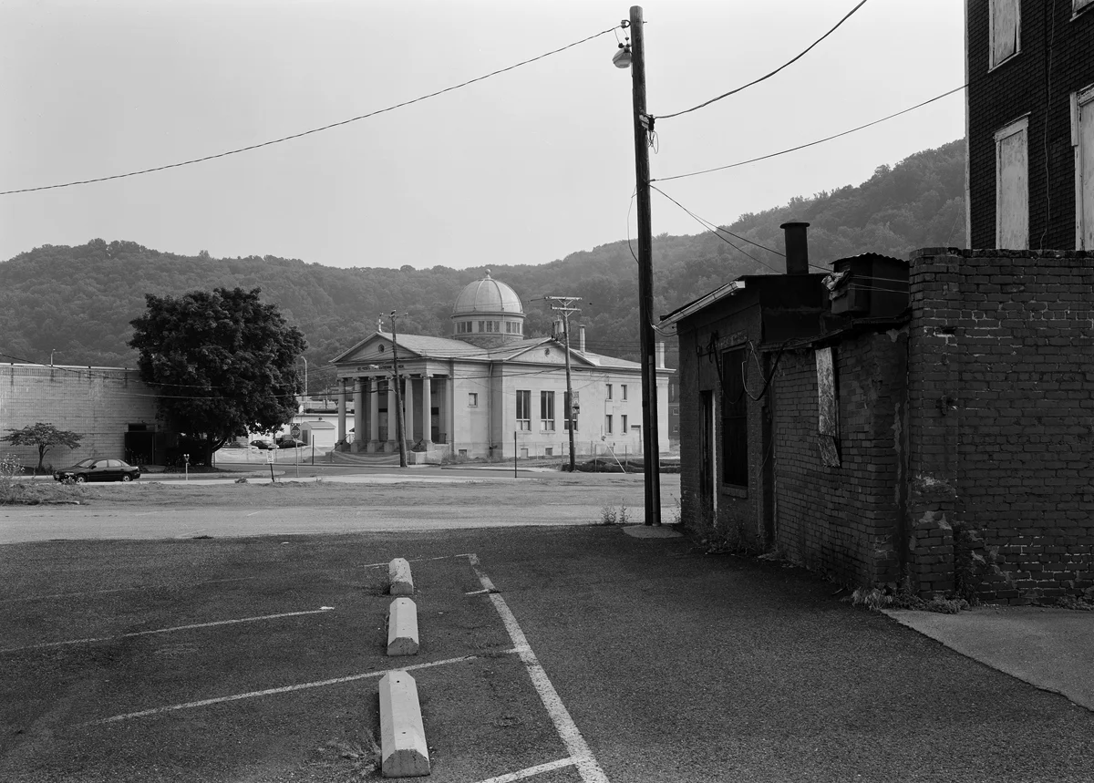View of St. Mark’s Evangelical Lutheran Church, demolished some time after this visit in 2007, for the Northrop Grumman Technology Park that now occupies the site .