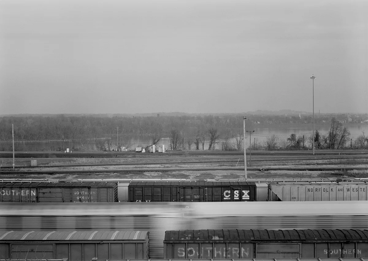 Current sorting operations focus around the former westbound classification yard (background) that Norfolk Southern rebuilt in 2003. Note the proximity of the facility to the beautiful Susquehanna River.