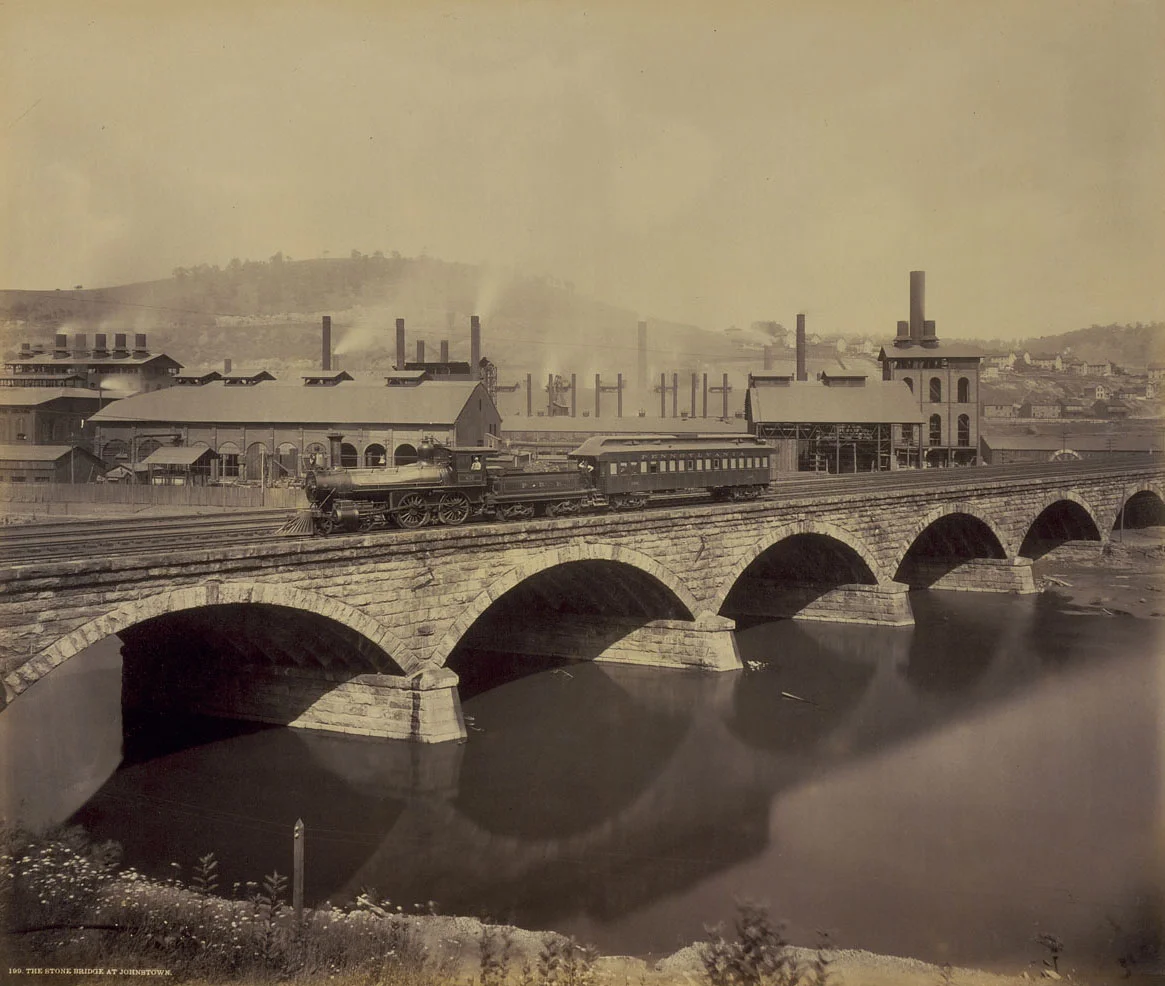 Plate 199. Stone Bridge at Johnstown by William H Rau. Collection of American Premier Underwriters