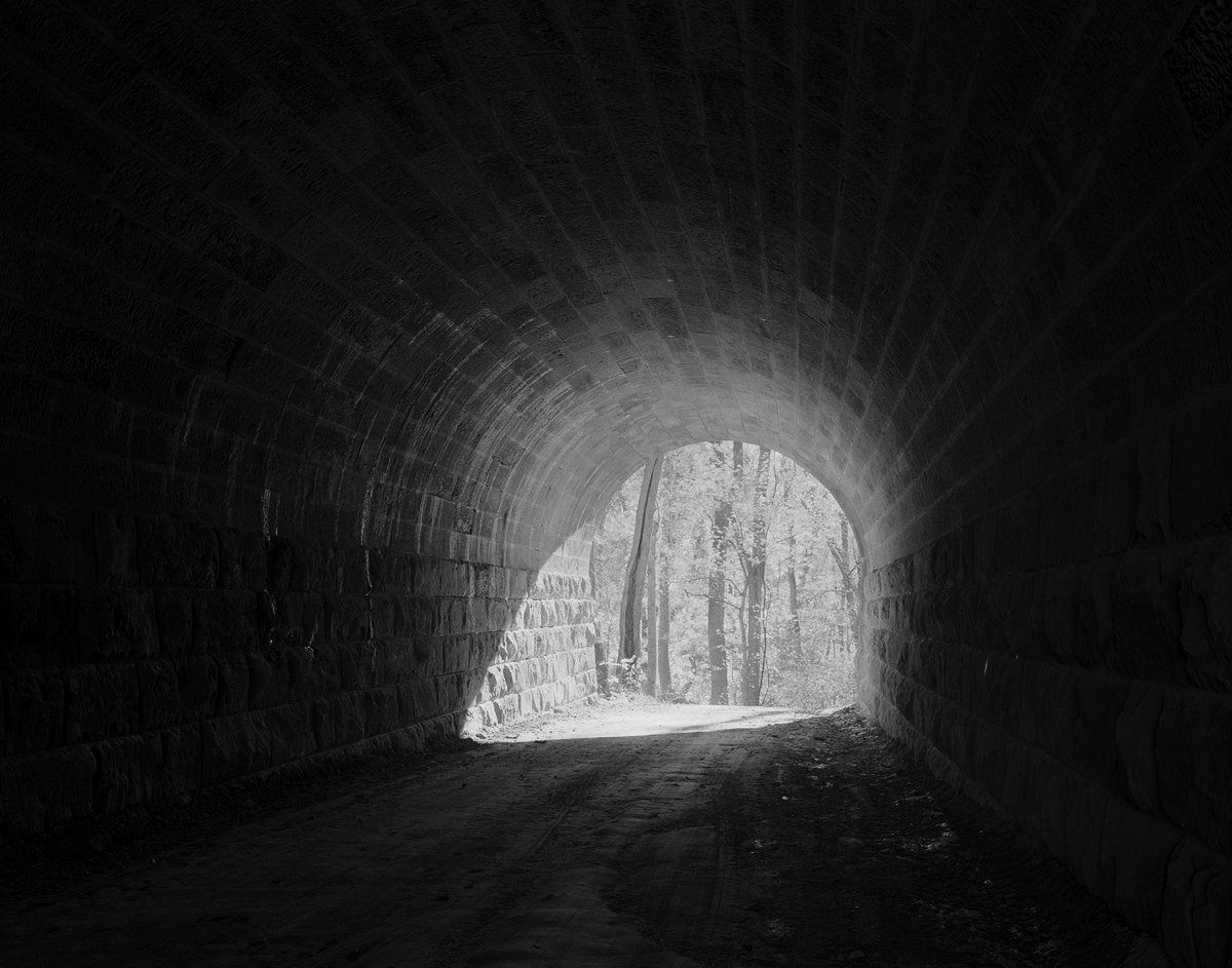 Alternate view of the Green Hill underpass shows the extensive stone work and size of this underpass, a considerable expense for an unpaved road.