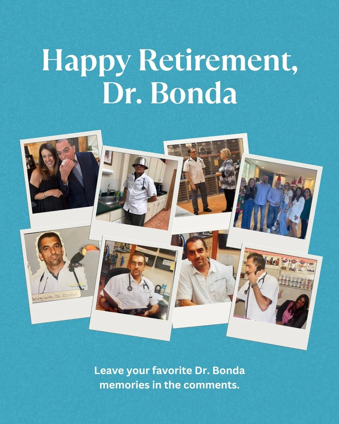 🎉 Happy Retirement, Dr. Bonda! 🩺🐾

After 37 years of dedicated service, compassion, and care, we&rsquo;re celebrating the incredible career of Dr. Bonda as he begins his well-earned retirement after this week.

From his calm presence to his genuin