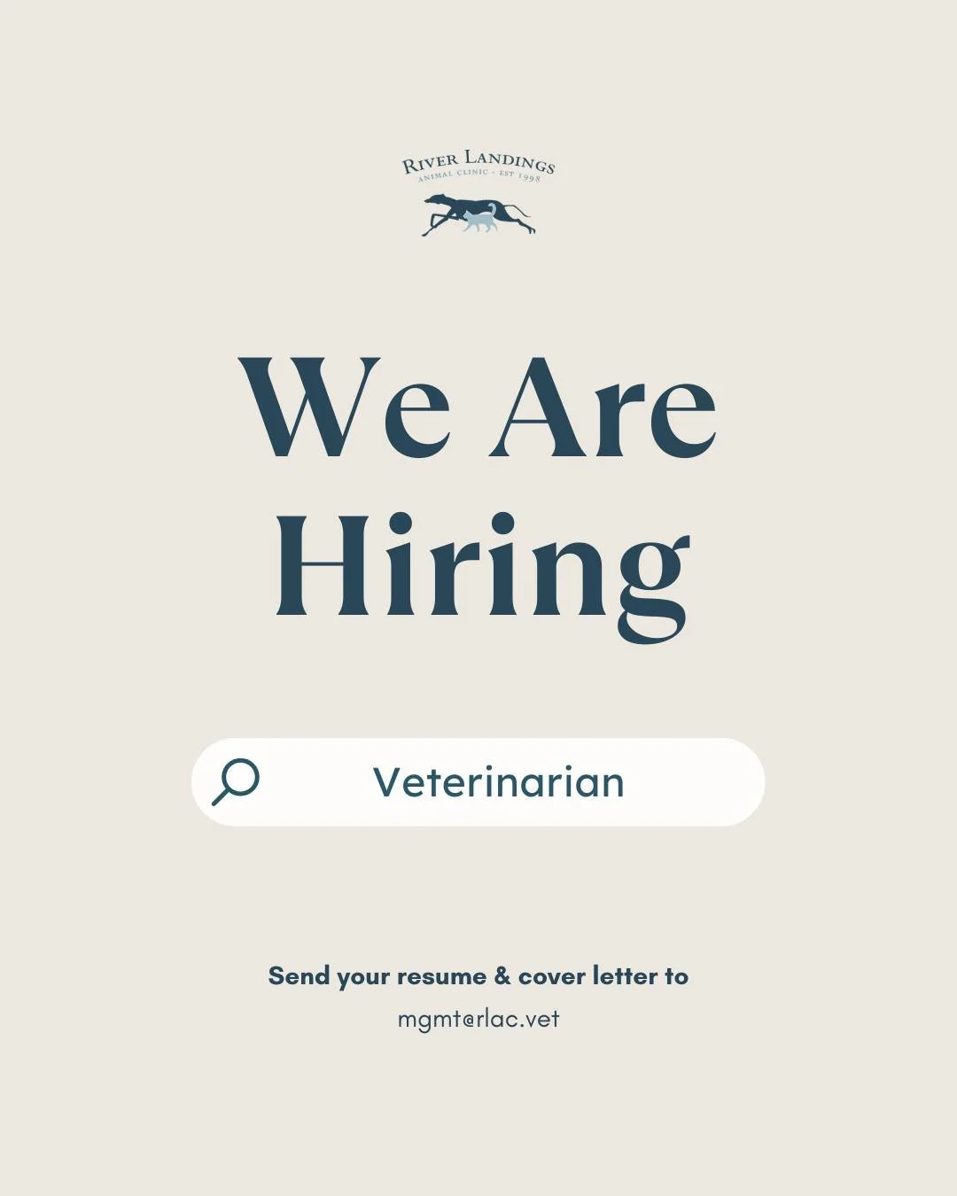 We're hiring! ✨

𝐕𝐞𝐭𝐞𝐫𝐢𝐧𝐚𝐫𝐢𝐚𝐧
📍 Bradenton, FL
🕒 Full-Time or Part-Time
💰 Competitive Salary + Production Bonus
🐾 Privately Owned Practice
River Landings Animal Clinic is a privately owned, well-established small animal clinic located 
