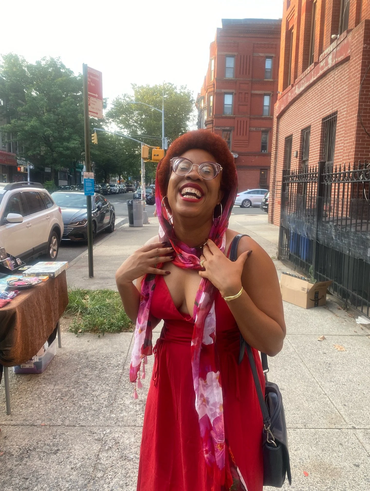YES HONEY. 💋🌶️❣️Red Sheer Floral Scarf bought at Tumbleweed- the perfect addition to complete this beautiful Red Look!!! + @jomanidanielle had been looking for a scarf &amp; found exactly what she needed 🌹🐞 *look at that smile! 🥰