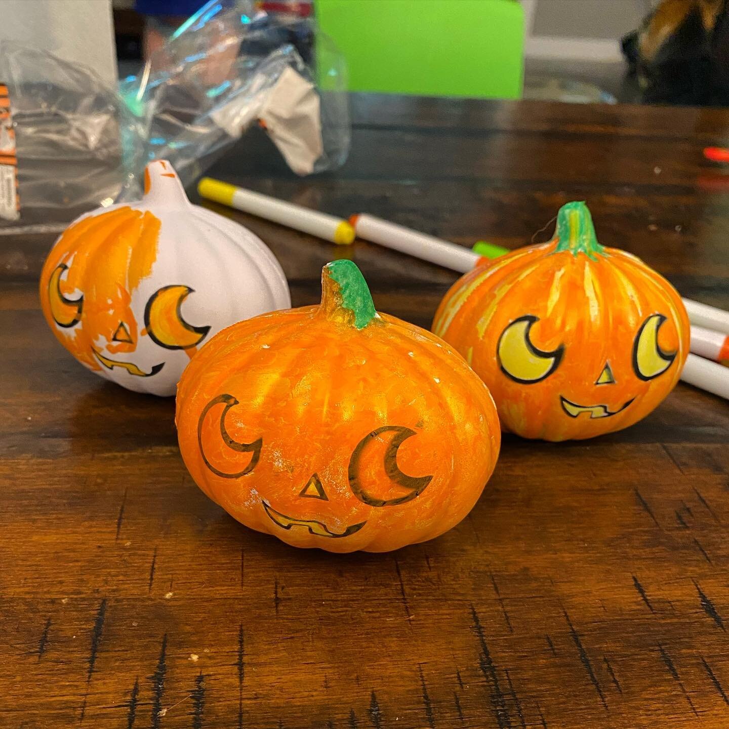 Crafty day! Found these squishy pumpkins and paint marker sets in the Target 🎯 One Spot for 3 bucks each.