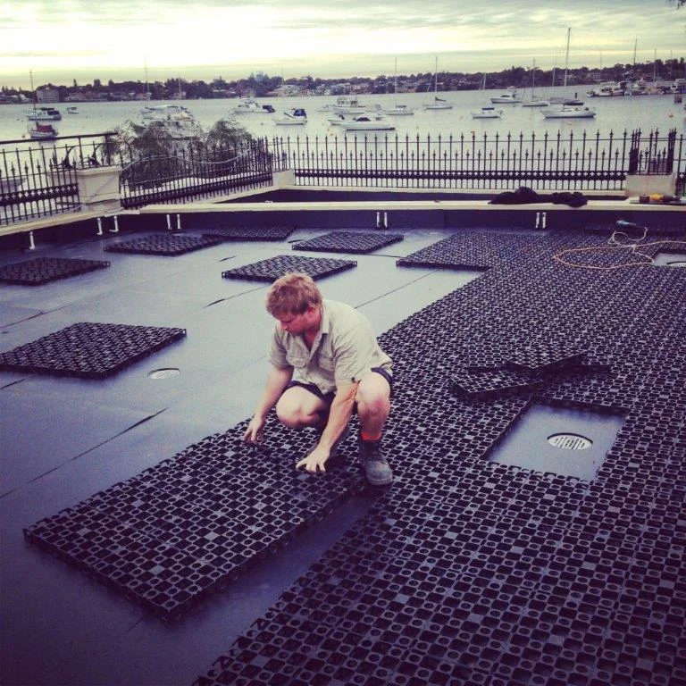 Waterproofing and drainage are essential to a successful rooftop garden. The system we employed at this Peppermint Grove project uses seven product layers to ensure that not only is the garage below is protected from water damage; but also that we achieve a flourishing garden above!