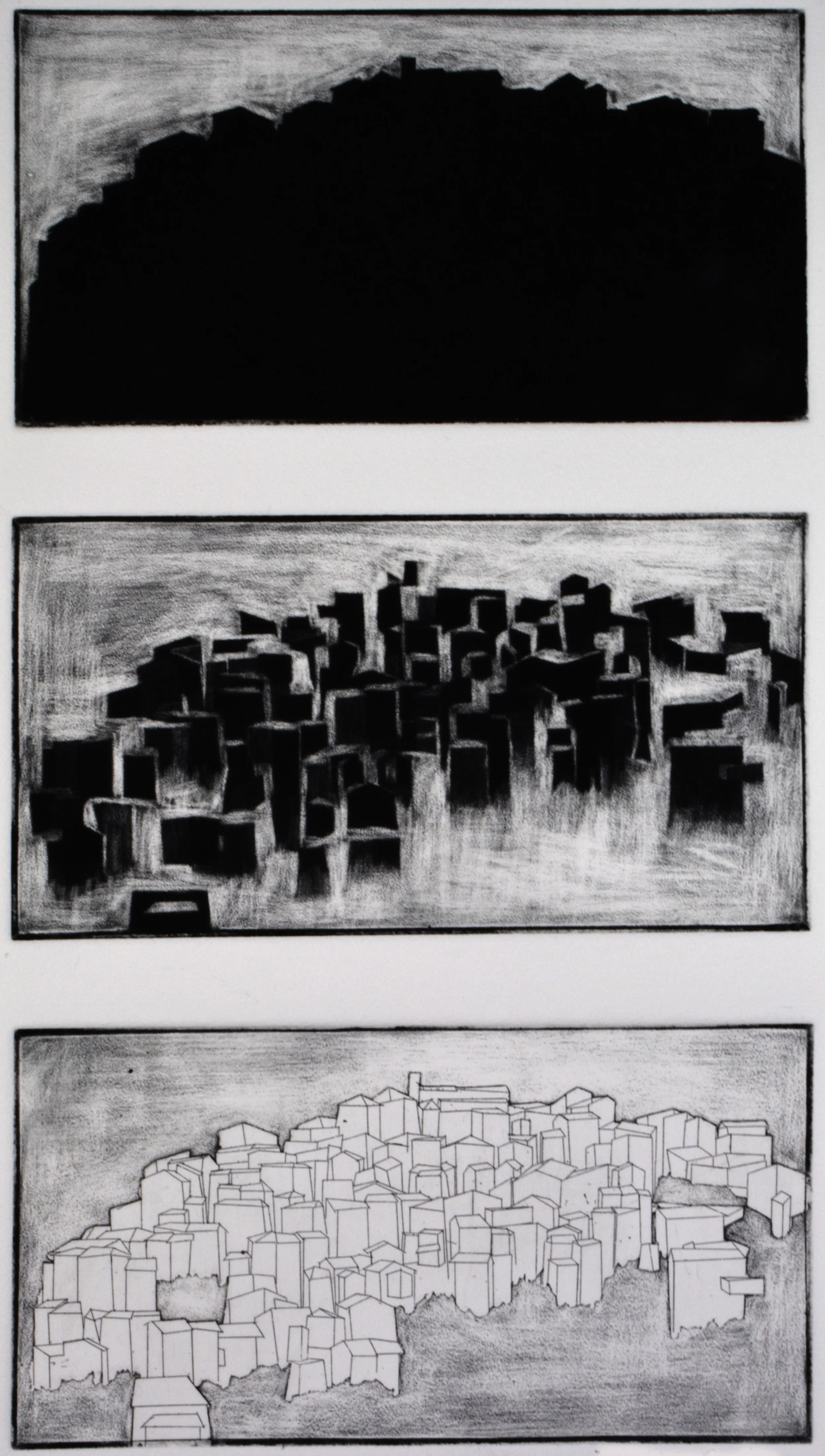 Triptych 8" x 15" Etching and Aquatint 2014