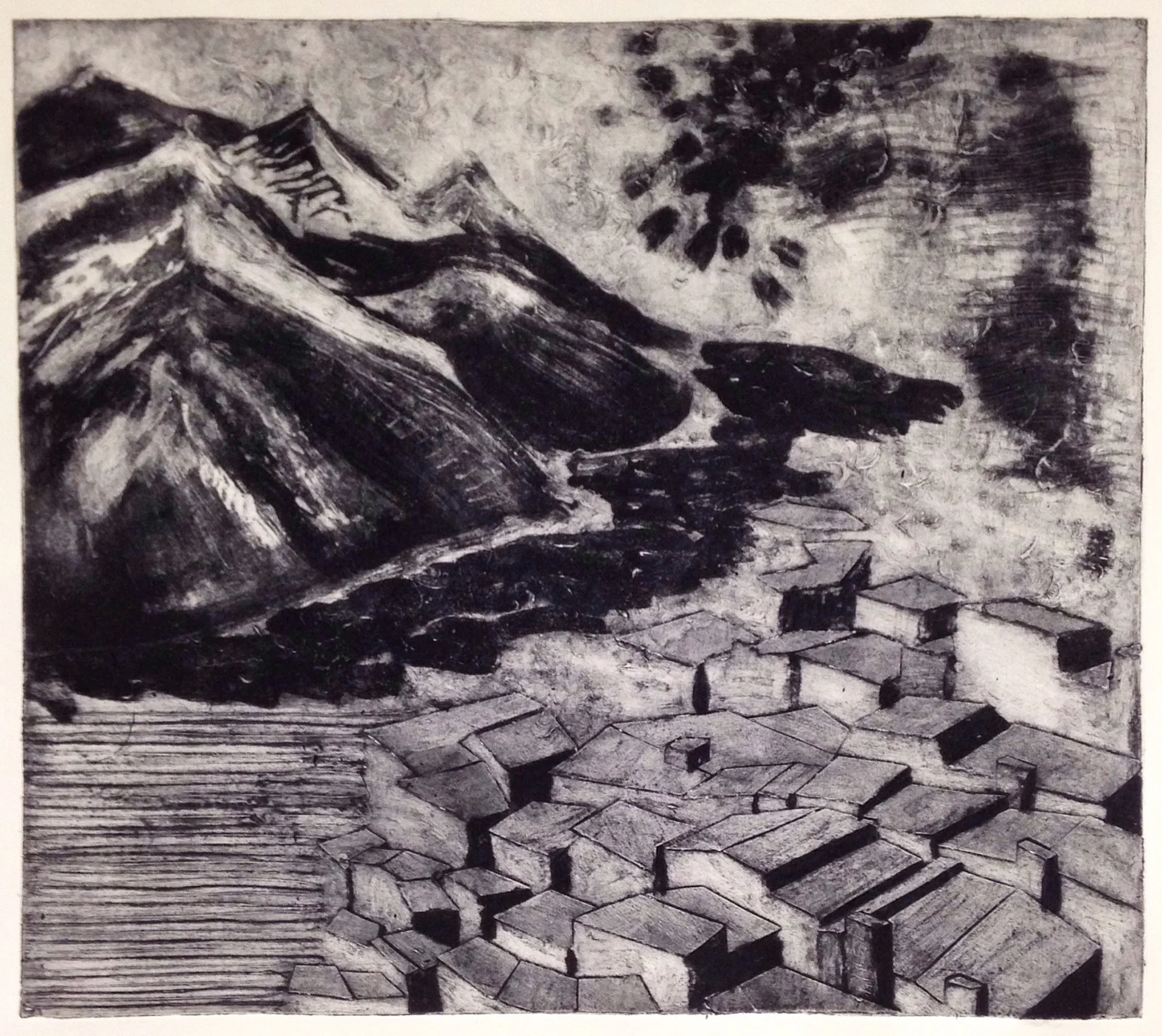 Mountainscape 22" x 19.5" Collagraph 2015