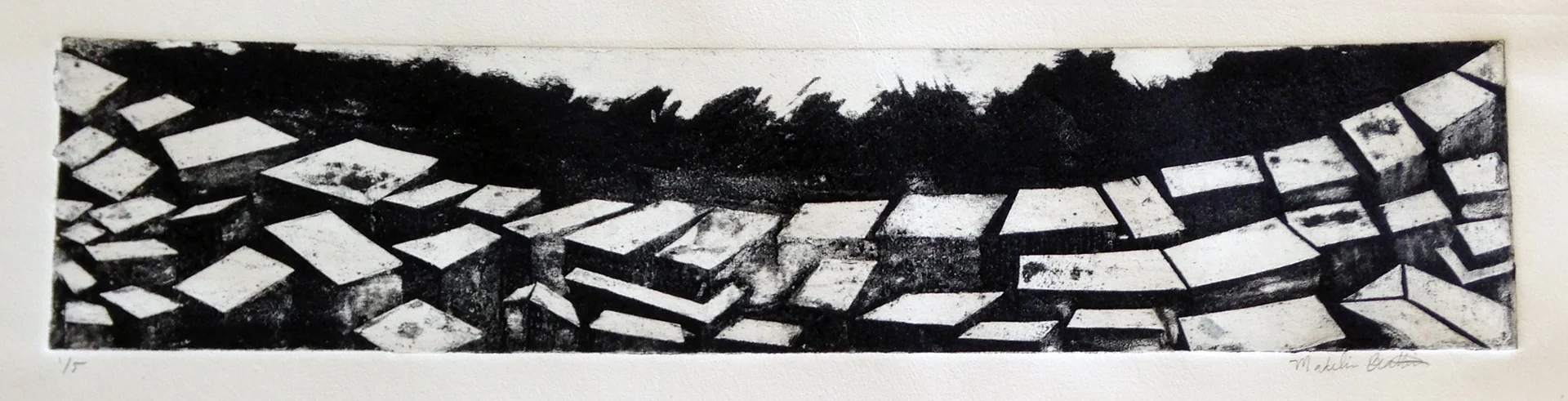 Square Collagraph on paper 22.5" x5" 2015
