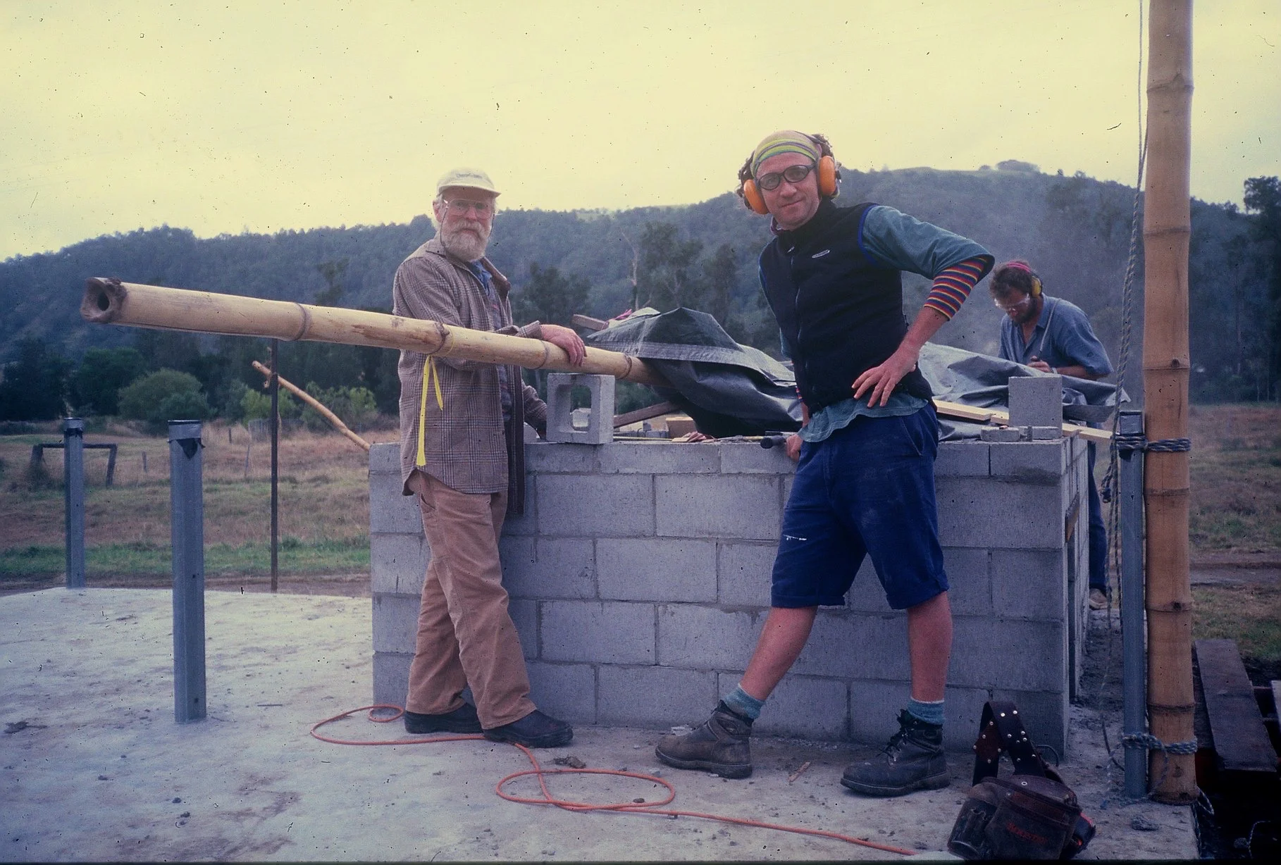Alan Scott, Les and James building the Crystal Waters oven