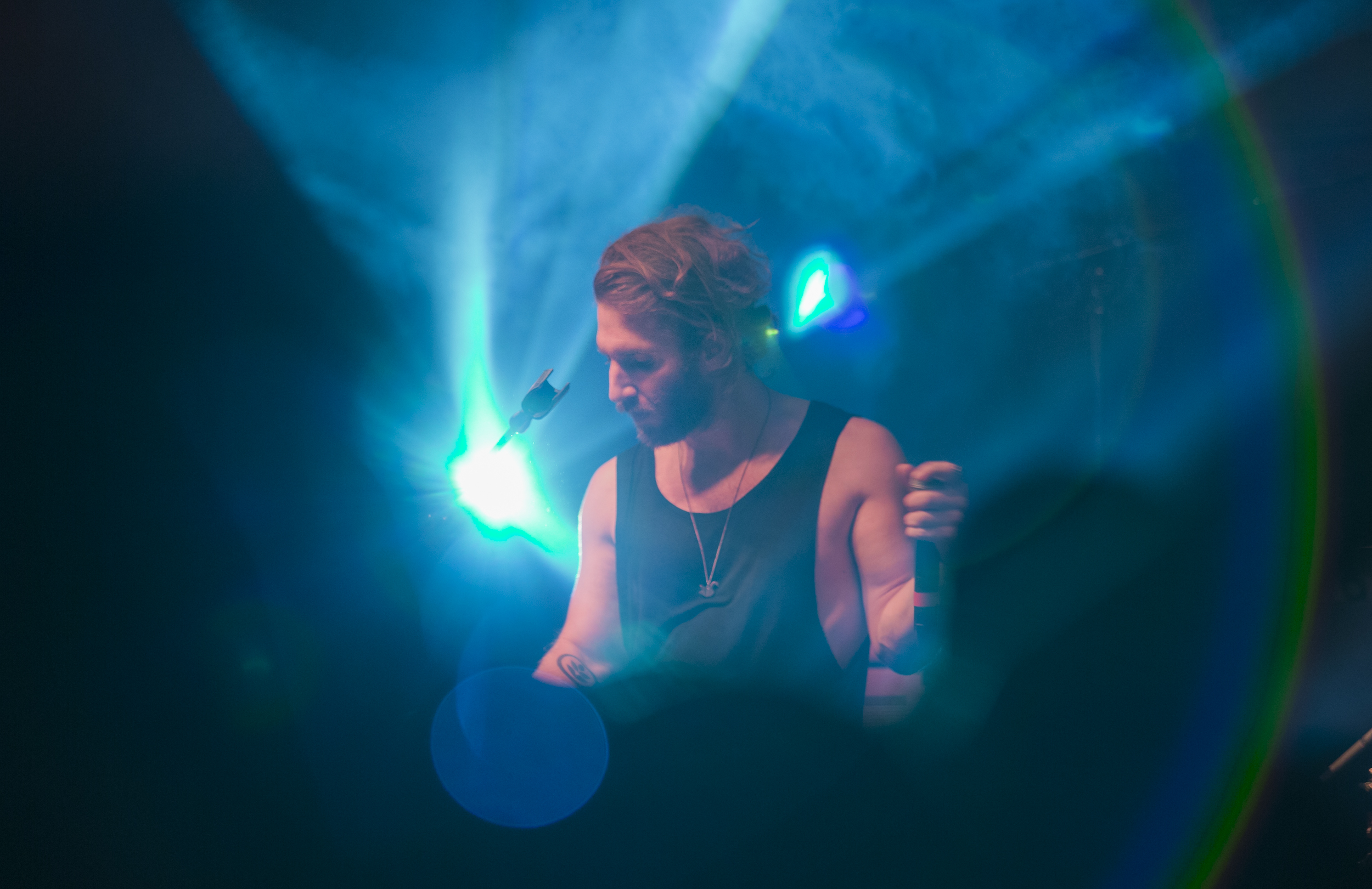 Sean Scanlon plays the keyboard with Smallpools at Alumni Hall on Friday, April 8, 2016.