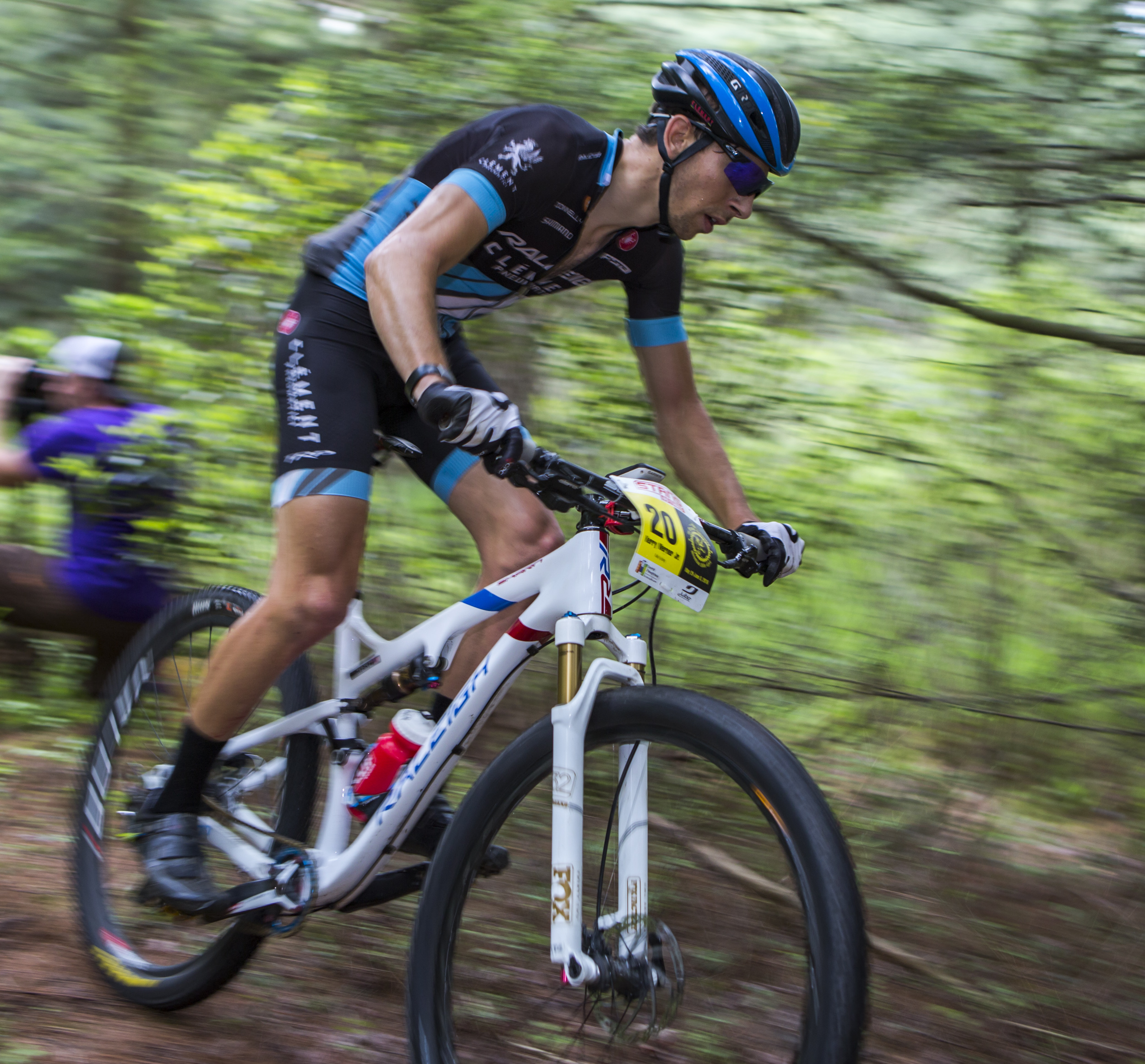 Kerry Werner Jr. of the Rally Cycling team pedals from the first enduro section in the fourth stage of the Tran-Sylvania Mountain Bike Ride in R.B. Winter State Park on Thursday, June 2, 2016.