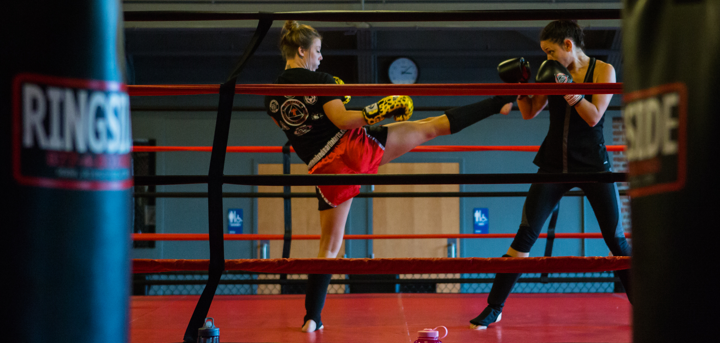 Ashley Rohrback of Levittown spars with Central PA Mixed Martial Arts instructor Elise Pone during women's only sparring day on Sunday, July 31, 2016.