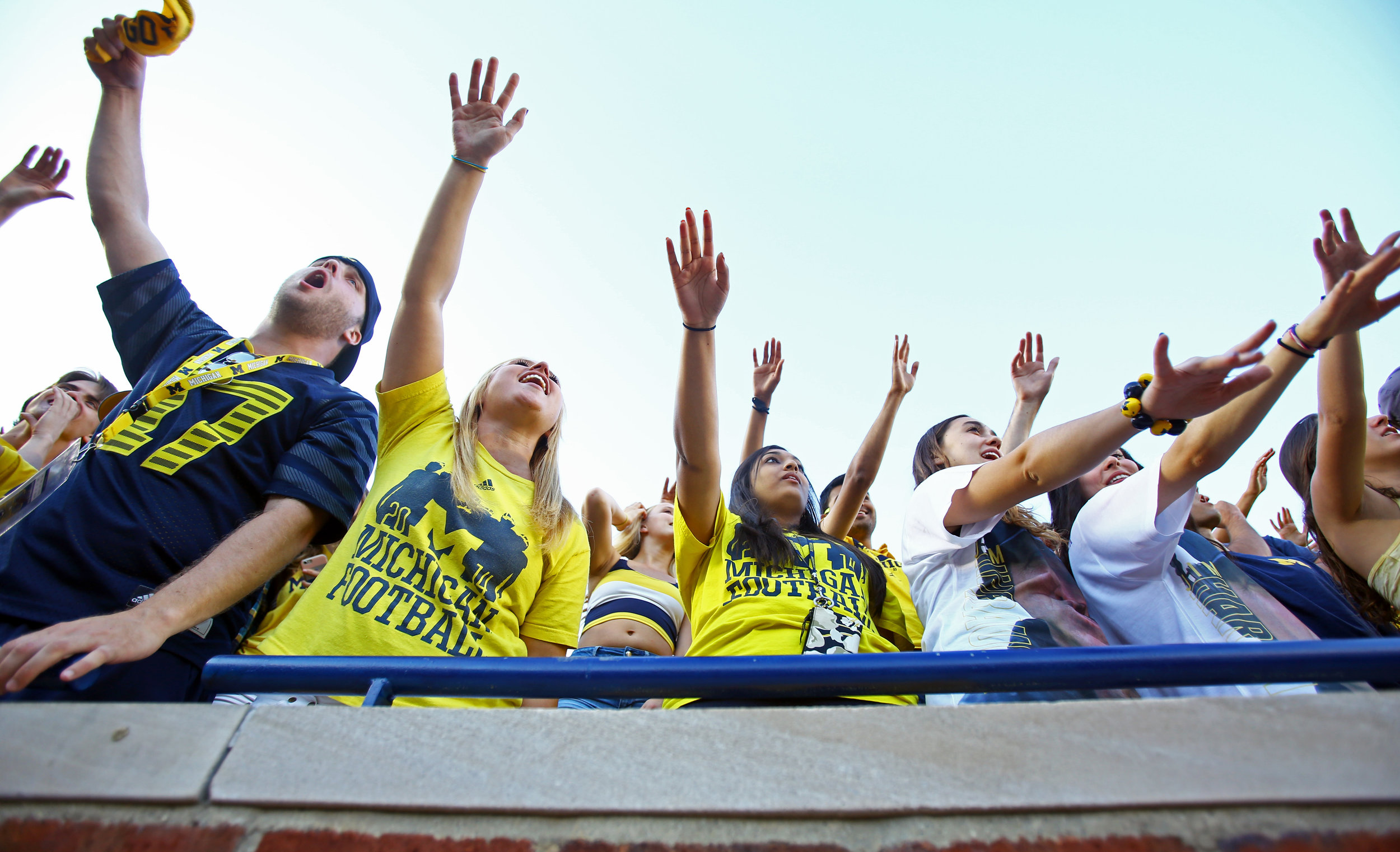 University of Michigan students cheer during the game against Penn State at "The Big House" in Ann Arbor on Saturday, Sept. 24, 2016. University of Michigan won the game 49-10.