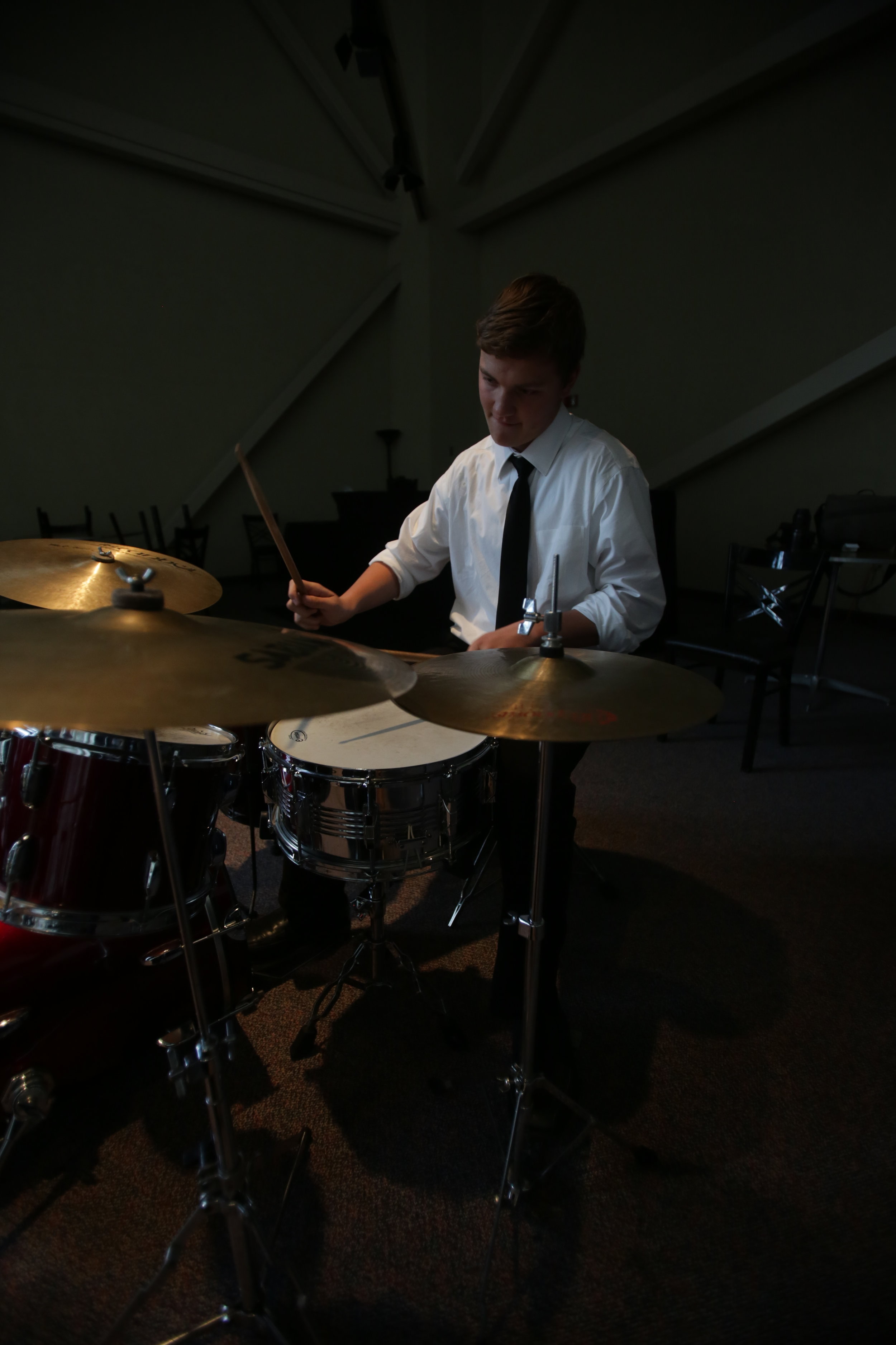 Toledo School for the Arts student Cole Sensenstein performs with the Urban Jazz collective during the 20 Under 40 awards reception at the Valentine Theatre in downtown Toledo on Monday, Sept. 26, 2016. 