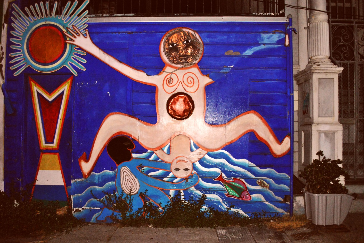 Woman giving birth in an alley, San Francisco