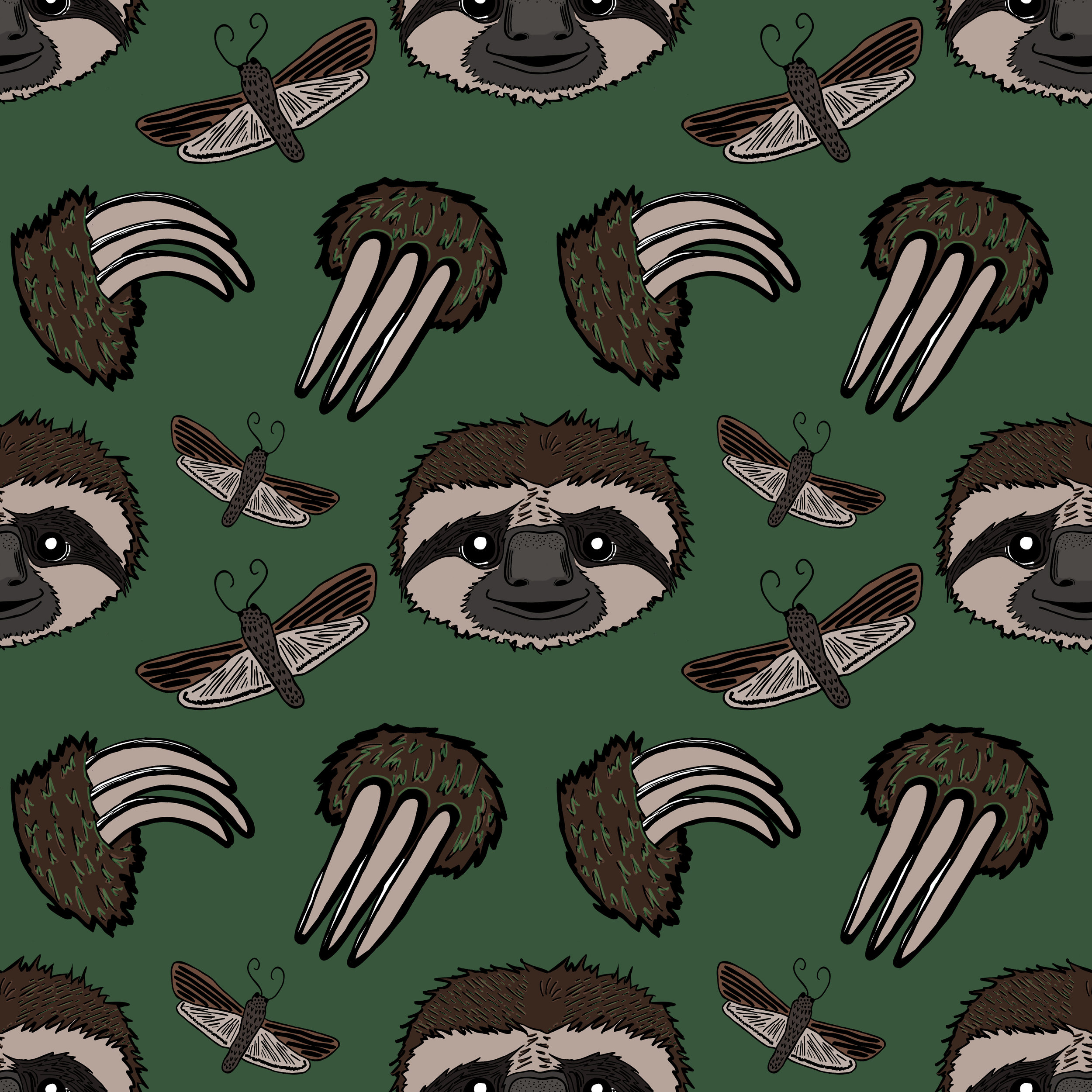 green sloth fabric