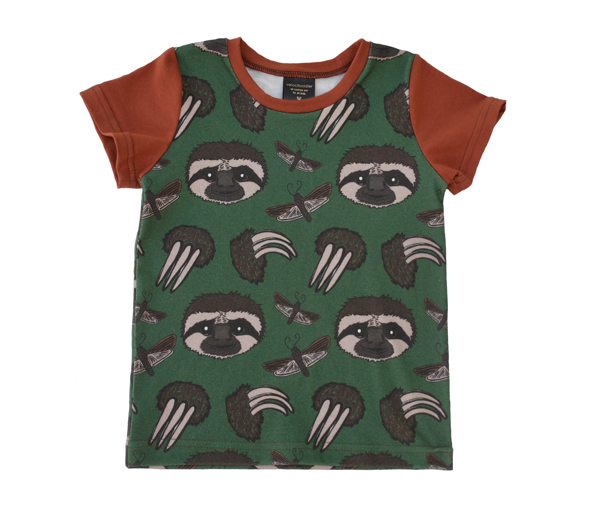 green sloth baby toddler kid tshirt tee shirt top organic clothing