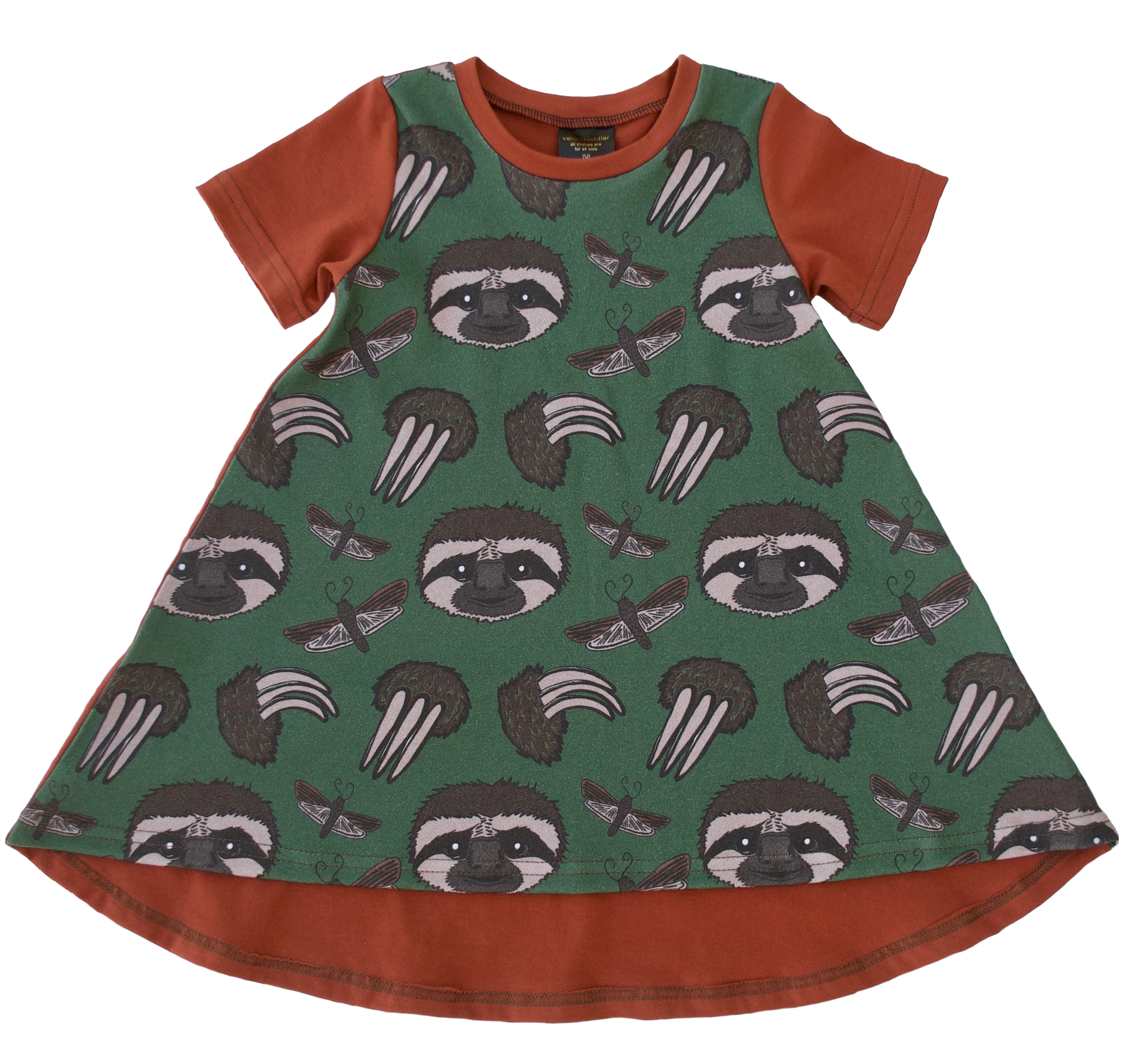 green sloth baby toddler kid dress organic clothing