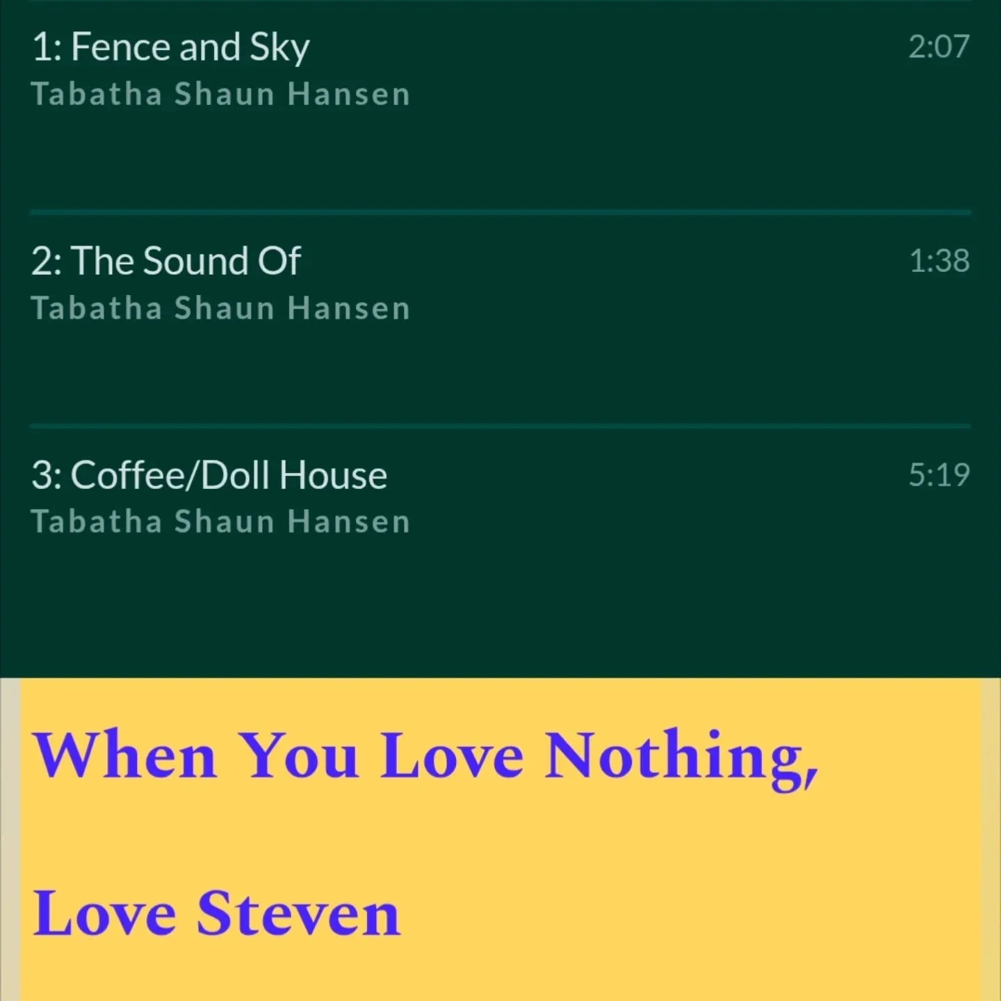 The first three vignettes are up in my studio. As I comb through for a final edit, I read each piece of writing aloud. If you listen closely, you can hear my computer overheat. I turn it on, and I've got about 5 minutes tops before it starts whirring