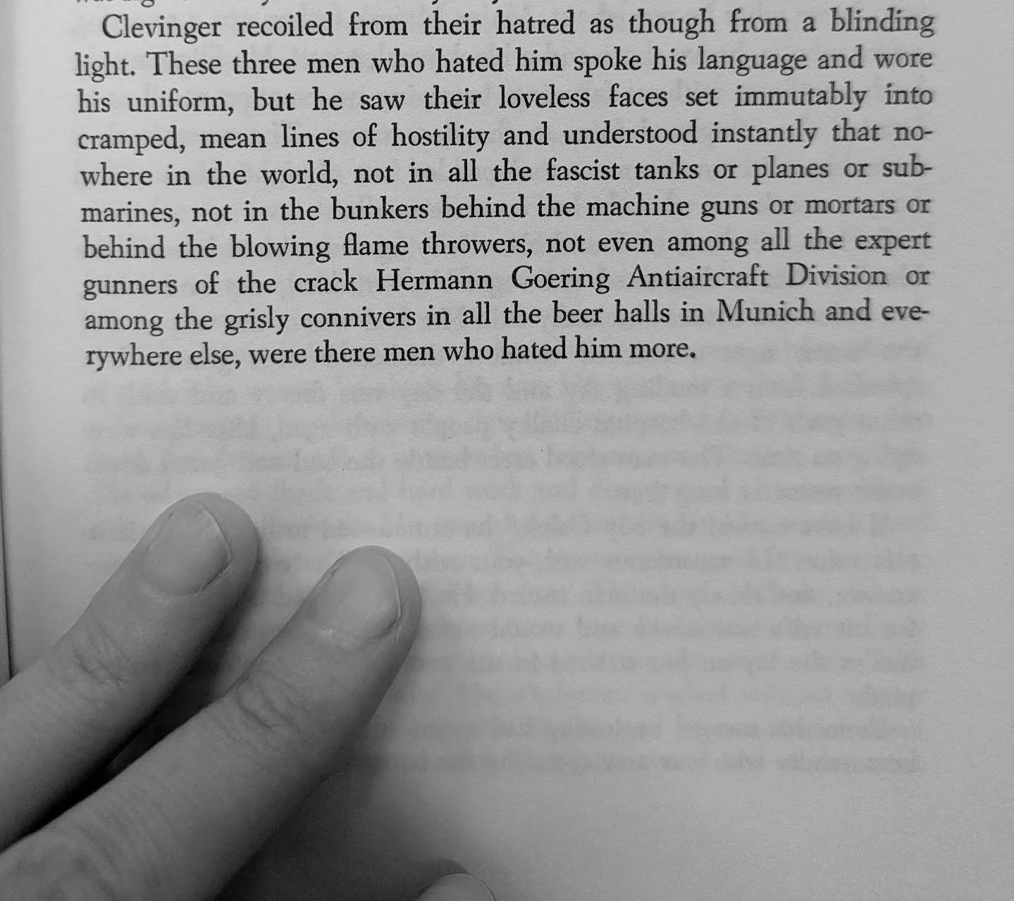 Joseph Heller's Catch-22. "Strangers he didn't know shot at him with cannons every time he flew up into the air to drop bombs on them, and it wasn't funny at all. And if that wasn't funny, there were lots of things that weren't even funnier.&quo