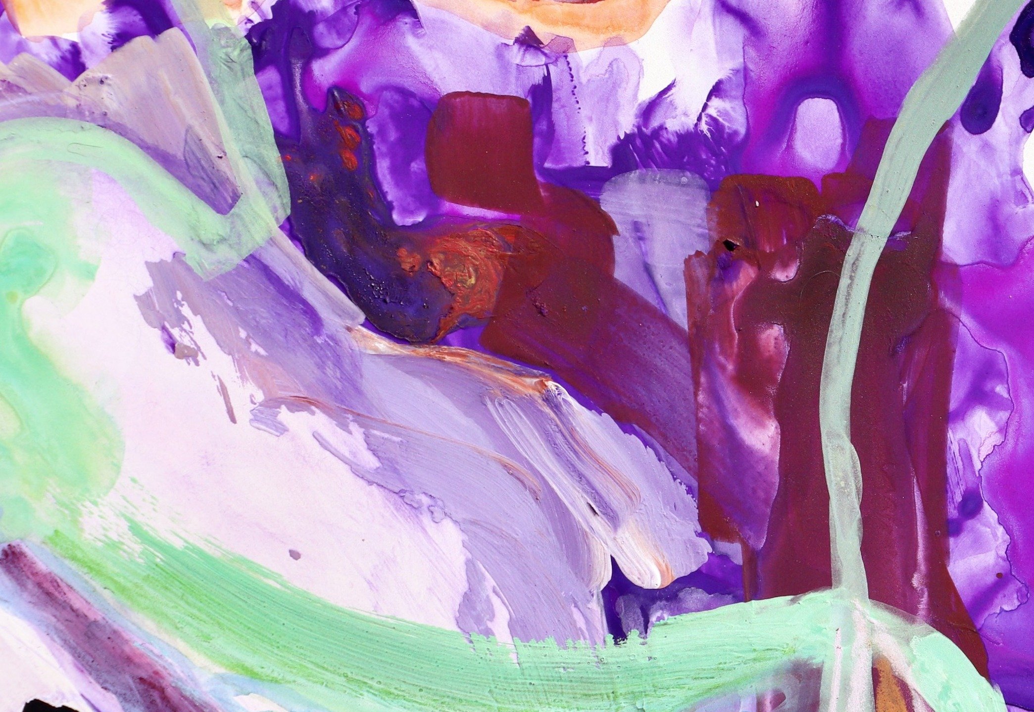 Close-up from "I had a lot of miscarriages." This piece is on a panel. I often work on paper and the paper holds water and yields and the charcoal will rub right off and fall like snow. On the panel, the panel holds the water and remains pe