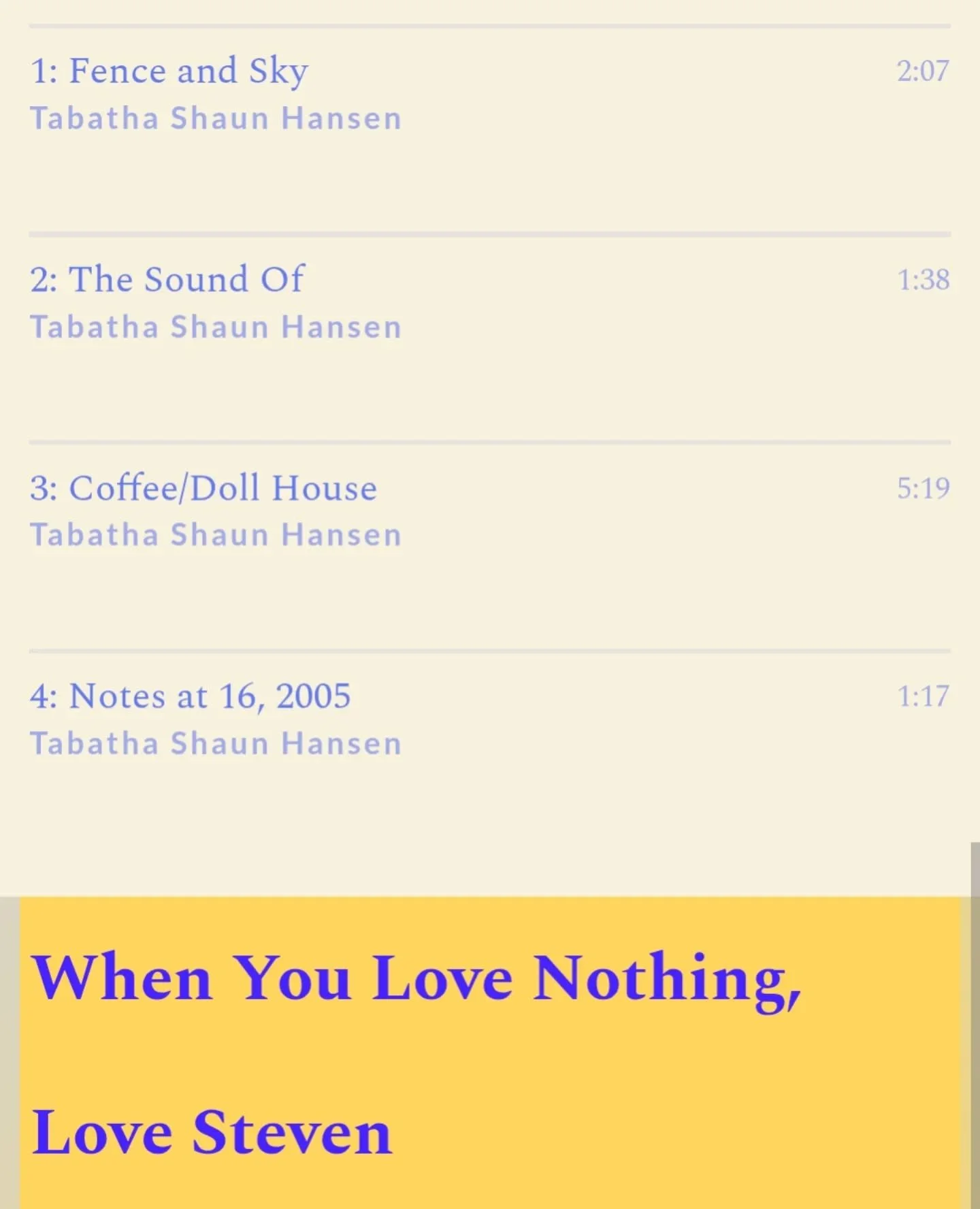 Four vignettes from WYLNLS are available to listen to in the studio. This is part of my writing process, and there's no paywall! I read aloud as I do final edits and am recording the memoir from start to finish.