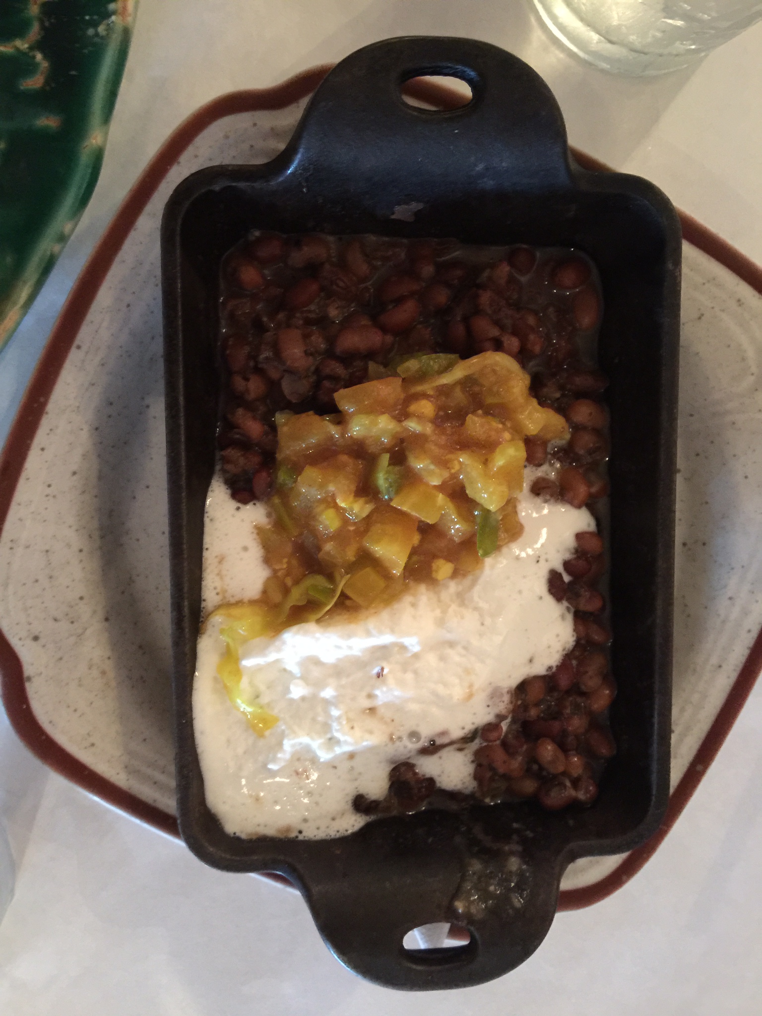 Sea Island peas with buttermilk whipped cream.