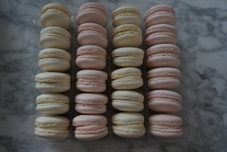 Pink and White Macarons