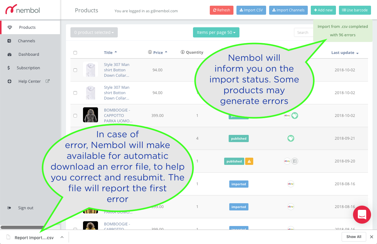 Image 3. Results of your csv import and error fix