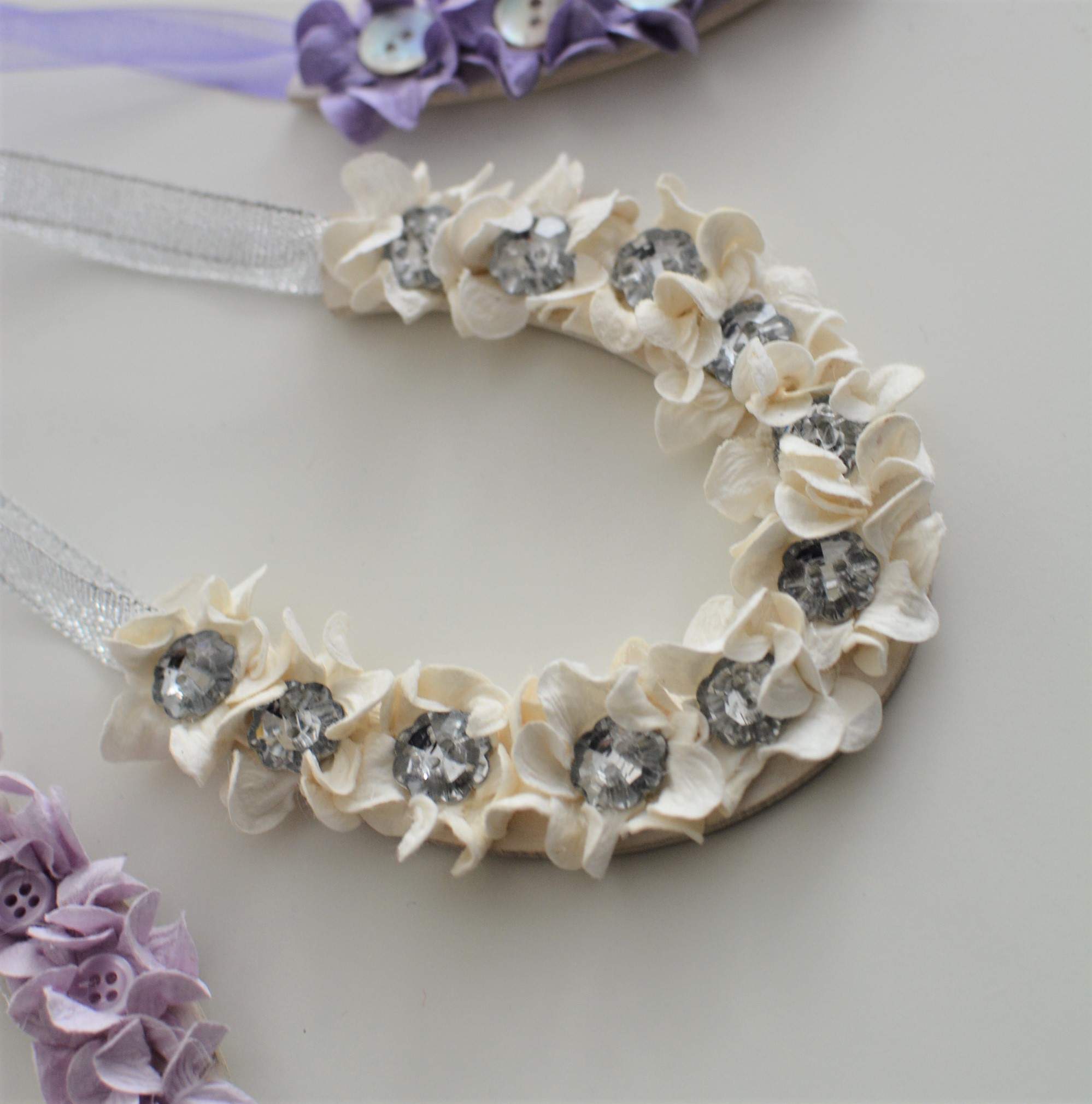 Bridal wedding lucky real horseshoe in PURPLE and IVORY 