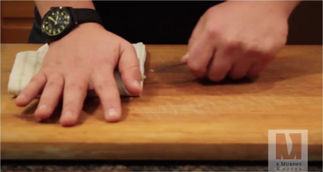 How to shuck and oyster. Thanks to R. Murphy's Knives.