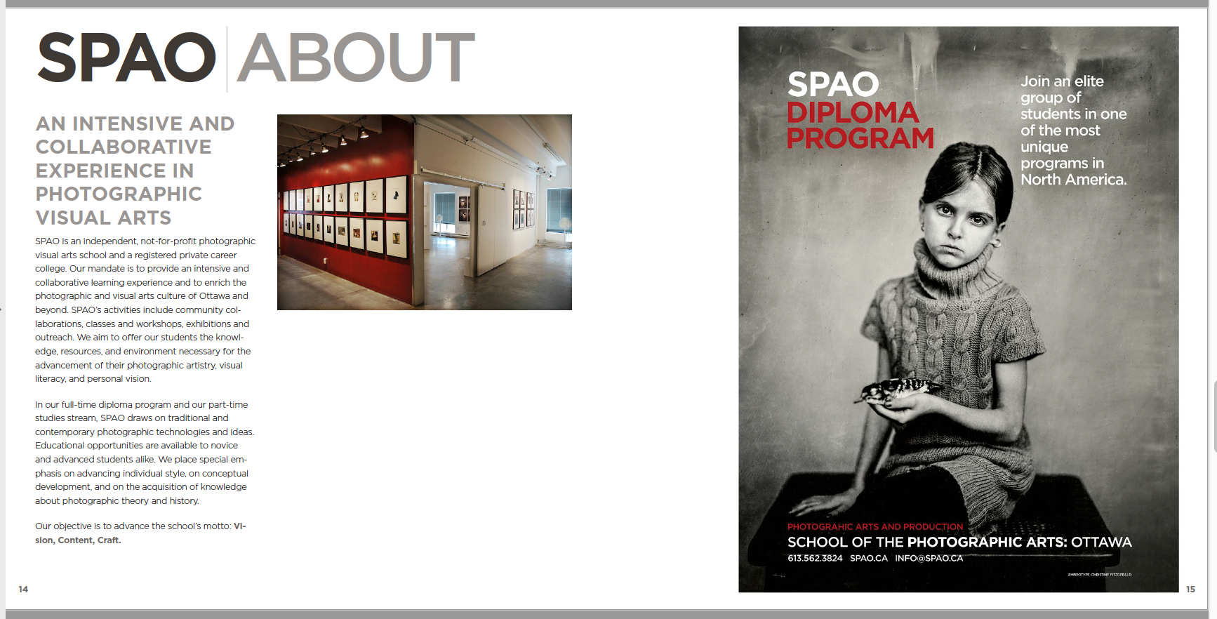Image from Threatened Series used in Promotional Booklet containing the architectural plans for the new School of the Photographic Arts: Ottawa.