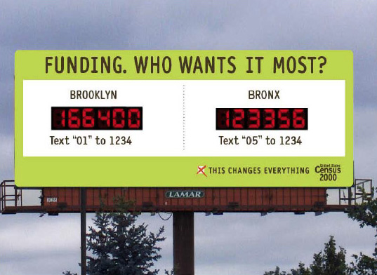 "Brooklyn vs Bronx" 2010 Census interactive OOH