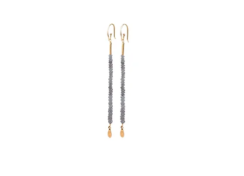 SOLO Collection Earring Magalie Natural grey Labradorite Pendant Eur 100 Hooks Eur 90 18 karat gold
