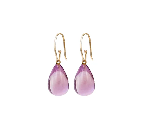SOLO Collection Drop Cabochon earrings Amethyst From Eur 130 to Eur 150 Hooks Eur 90 18 karat gold - 15 different colours