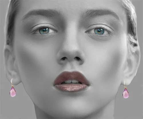 SOLO Collection Drop Cabochon earrings Amethyst stone From Eur 130 to Eur 150 Hooks Eur 90 18 karat gold - 15 different colours
