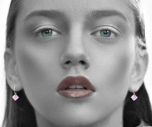 SOLO Collection kite Cabochon earrings Amethyst stone Kite pendant Eur 90 Hooks Eur 90 18 karat gold - 15 different colours